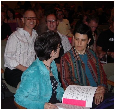 Michael Biello & Dan Martin, behind Sandy O and Pat Humphries