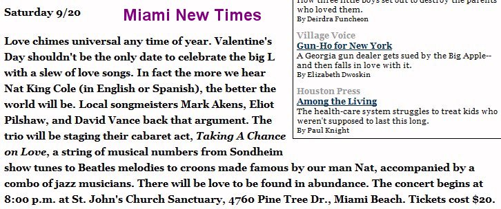 2003 news item on Taking a Chance on Love