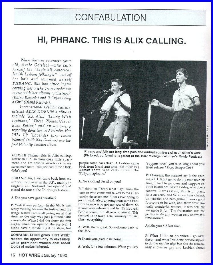 as originally published in Hot Wire, Jan 1990